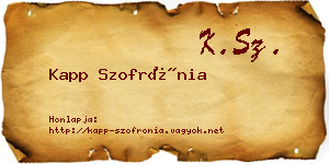 Kapp Szofrónia névjegykártya